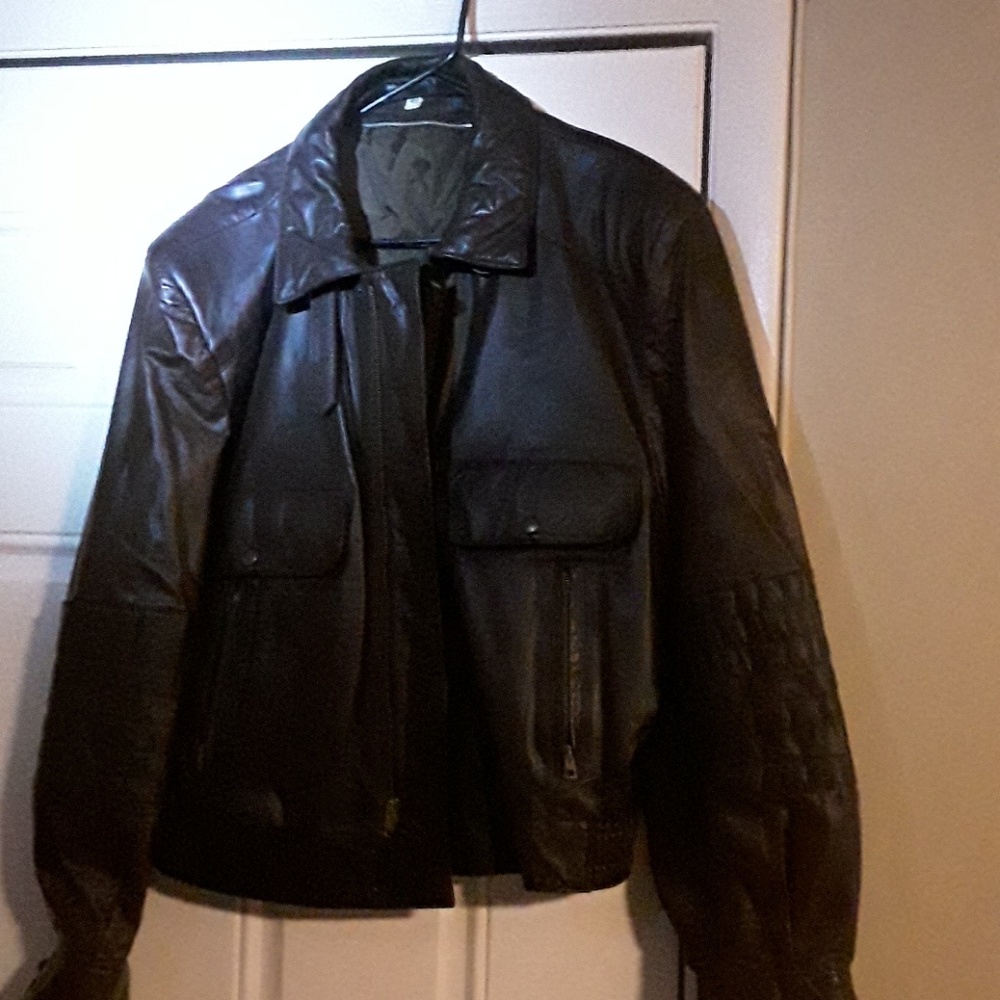 A leather jacket is missing the inside lining